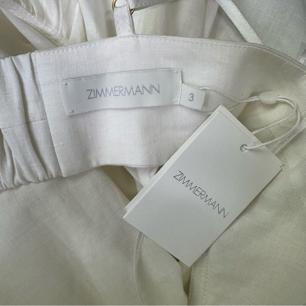 NEW Zimmermann Rosa Linen Bralette Midi Dress Ivory Size 10 - Picture 10 of 14